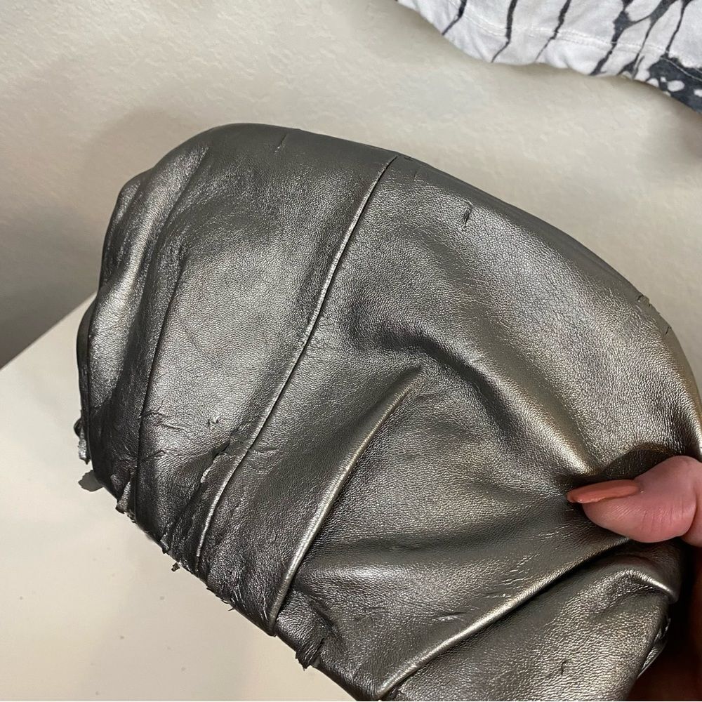 Metallic Silver Ruffled Shoulder Bag - Picture 10 of 10